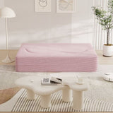 ZUN Modern Floor Sofa with 2 Pillows,Convertible Teddy Fabric Foam-Filled Sleeper Sofa Bed,15" Full Size W1885P190391