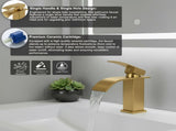 Single Handle Bathroom Faucet Lavatory Faucet Stainless Steel Single Hole-TP, Brushed GoldUnable 96452827