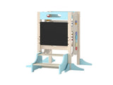 6-in-1 Toddler Kitchen Helper Tower, Standing Step Stool with Blackboard for Ages 3-6, Blue 97572664