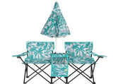 Portable Outdoor 2-Seat Folding Chair with Removable Sun Umbrella Pineapple 98412060