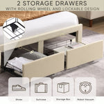 ZUN Full Size Bed Frame with 2 Storage Drawers, Upholstered Bed Frame with Wingback Headboard Storage W1916126256