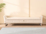 67.91"Wide Velvet Storage Soft Bench with Armrests for Living Room, Entryway and Bedroom. Beige W3118P272638