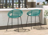 Ferrara Outdoor Patio Teal Faux Wicker Barstool, Set of 2 N775P266222T