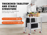 Stainless Steel Work Table 24 x 18 x 34 Inch, 700 LBS Capacity with Wheels, Adjustable Heights, 52516507