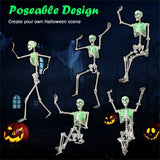 5.5ft Life-Size Pre-Lit Halloween Skeleton - Built-In Green LED Lights , Fully Poseable 34901388