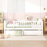 Full Size Daybed Wood Bed with Two Drawers , White WF301868AAK