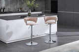Set of 2 Bar Stools,with Chrome Footrest and Base Swivel Height Adjustable Mechanical Lifting Velvet W1249P247740
