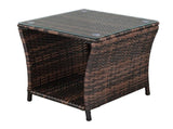 Glass Surface Brown Gradient Iron Frame Rattan Side Table 57975527