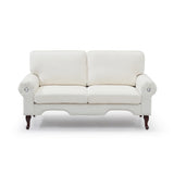 66-Inch Modern Linen Loveseat Sofa with Wooden Legs & Crystal button and Copper Nail, Tufted W1117P268786