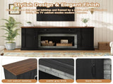 Elegant Walnut TV Stand with Gray Brick Accents for TVs Up to 70", Contemporary Sideboard with N721P394506B