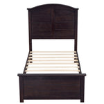 ZUN Farmhouse Wooden Platform Twin Size Bed with Curl Design Headboard and Footboard for Teenager, WF530029AAP