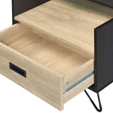 Oak and Black Nightstand with 1 Drawer B062P181411