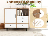 Mid-Century Modern 4-Drawer Sideboard Buffet Cabinet with Storage - Natural 06985474