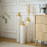 Floor metal vase modern style decoration droplet shaped white metal vase 3-piece set gorgeous W2796P290480