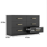 Black color Large 6 drawers chest of drawer dressers table with golden handle W1320110987