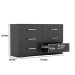 ZUN Black color Large 6 drawers chest of drawer dressers table with golden handle W1320110987