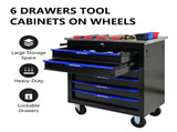 6 DRAWERS MULTIFUNCTIONAL TOOL CART WITH WHEELS-BLACKBLUE W1102P182235