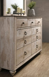 Imerland Contemporary White Wash Finish Bedroom Set with Queen Sleigh Bed, Dresser, Mirror, Two T2574P201581