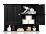 Black painted MDF bathroom wall cabinet with double doors and vertical-groove detailing 97986776