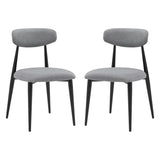 Modern Dining Chairs Set of 2, Curved Backrest Round Upholstered and Metal Frame, Grey W876110768