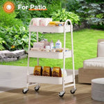 ZUN 3 Tier Small Rolling Cart, Metal Utility Storage Organizer Kitchen Trolley Bathroom Laundry Room Bar 03465103