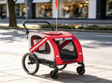2-in-1 Red Dog Bicycle Trailer Road-Visibility Reflectors, Weather-Strong Cover, as Pet Outdoor 21767386