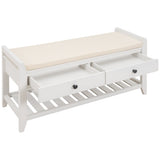 ZUN TREXM Shoe Rack with Cushioned Seat and Drawers, Multipurpose Entryway Storage Bench WF195386AAK