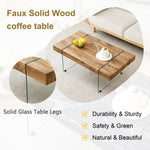 ZUN 43.3"x23.6" Wood colored texture sticker MDF Coffee Table with Tempered glass legs.Suitable for W1151P209568