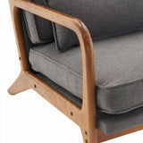 Oak Armrest Oak Upholstered Single Lounge Chair Indoor Lounge Chair Dark Grey 17272557