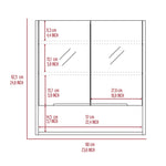 ZUN Jaspe Mirror Cabinet, Three Internal Shelves, One Open Shelf, Double Door Cabinet -Light Gray B20091915