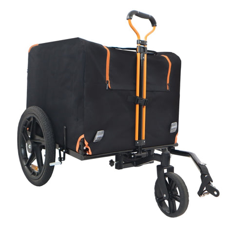Foldable Pet Jogging Stroller Dog Carriers Bicycle Trailer Pet Dog Cat Bike Trailer Orange and Black W1364P214074