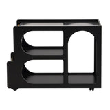 ON-TREND Mobile End Table with Lockable Wheels, Narrow Coffee Table with 5mm Thick Fluted Tempered N721P179241B