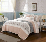 6 Piece Cotton Percale Quilt Set with Throw Pillows Blush King/Cal King B035129024