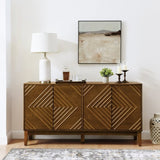60.5'' Buffet Cabinet with Storage, Farmhouse Fluted Sideboard with Geometric Pattern & Adjustable W1801P288506
