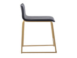 26" Contemporary Counter Stool in Gold Metal and Black Faux Leather - Set of 2 B202P222052