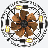 Indoor Low Profile 20 Inch Industrial 7 Blades Remote Control Ceiling Fan with Bulb Light W93456410