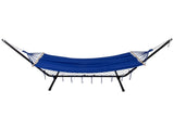 Hammock with Netted Fringe and Wooden Bars - 100" x 41" - Blue 35948404