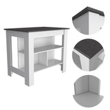 Cala Kitchen Island, Four Legs, Three Shelves -White / Onyx B20092011