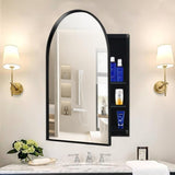 ZUN 24x36 Inch Arched Recessed Medicine Cabinet, Metal Framed Bathroom Wall Cabinet with Mirror and W1435P182919