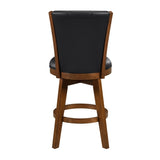Swivel Counter Height Chairs Set of 2, Button-Tufted Upholstered Seat and Back Chestnut Finish Solid B011P220995