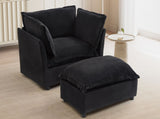 Modern Armchair Sofa 47" Cozy Upholstered Sofa Chair with Movable Ottoman, Wide Seat, Curved N719P292695B