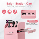 Hair Salon Storage Cart with Wheels & 3 Hair Dryer Holders & 4 Drawers & Lock & 2 Keys, Hairdressing 44313324