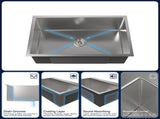 Stainless Steel Kitchen Sink, 30x19 Drop In Single Bowl, Undermount Handmade Sink in Brushed 99693634