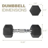 8LB 1-PairHDRS Rubber Coated Solid Cast Iron Dumbbell with Contoured Chrome Handle, Hexagon 92047421