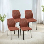 ZUN Brown PU Leather Dining Chairs Set of 4 Faux Leather Dining Chairs Living Room Chair Modern Kitchen W1164P195158