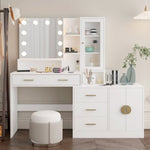 ZUN Large Makeup Vanity with Lights, Vanity Table with Charging Station, Vanity Desk with Mirror and 10 73638677