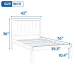 ZUN Platform Bed Frame with Headboard, Wood Slat Support, No Box Spring Needed,Twin, White 94135601