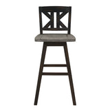Pub Height Chairs Set of 2, Distressed Gray and Black 360-degree Swivel Chair Solid Rubberwood B011P194914