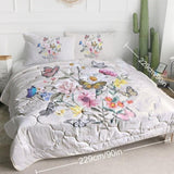 Butterfly Flower Comforter Light Pink Bedding Sets Twin for Girls Women, 1 Soft Comforter and 2 06250587