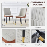 ZUN Light gray and brown color combination dining chairs and living room chairs. PU cushion and metal W1151P164672